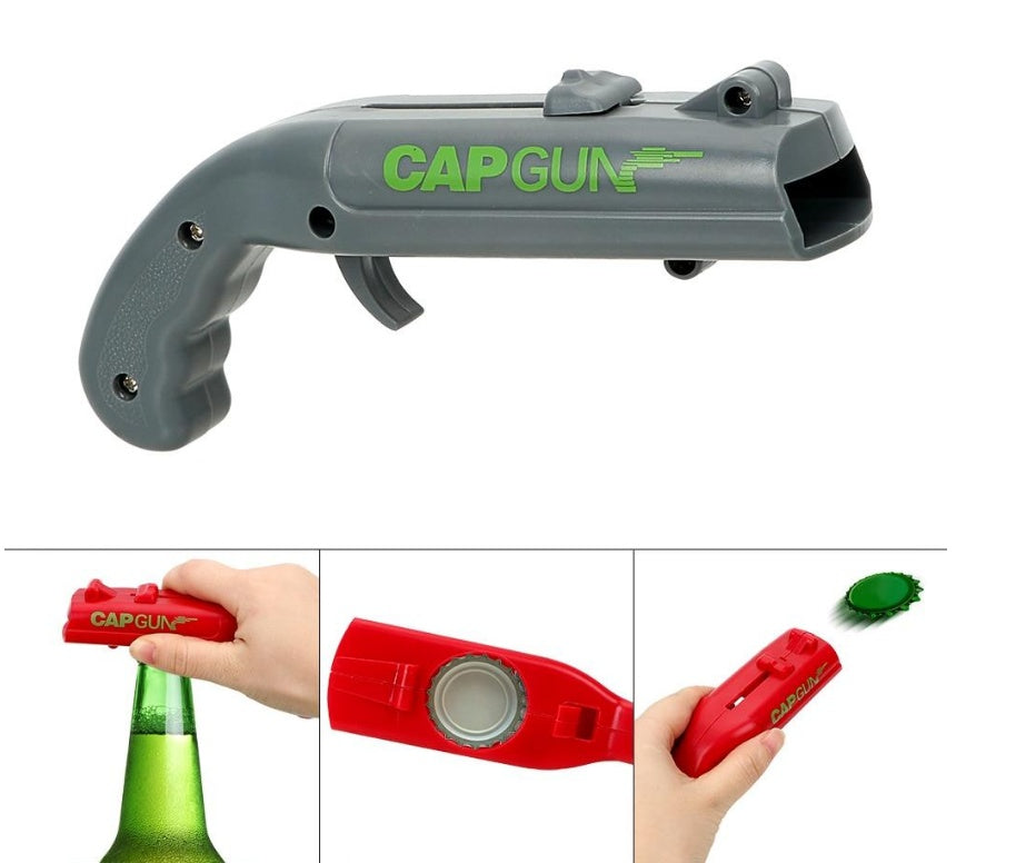 Pistol Shaped Bottle Opener & Cap Launcher