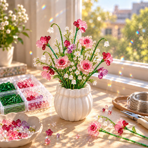 ⏳ Last Day 48% OFF –🌼✨DIY Beaded Wildflower Bouquet Kit – Handmade Crystal Flower Craft Set🌸✨