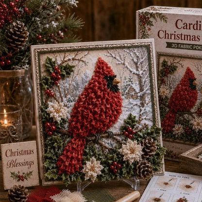 🔥 LAST DAY 49% OFF – 🎄🧵 Premium 3D Christmas Fabric Poke Art Kit | No-Sew Holiday Craft with Pre-Punched Board, Fabric Squares & Display Stand 🎅✨