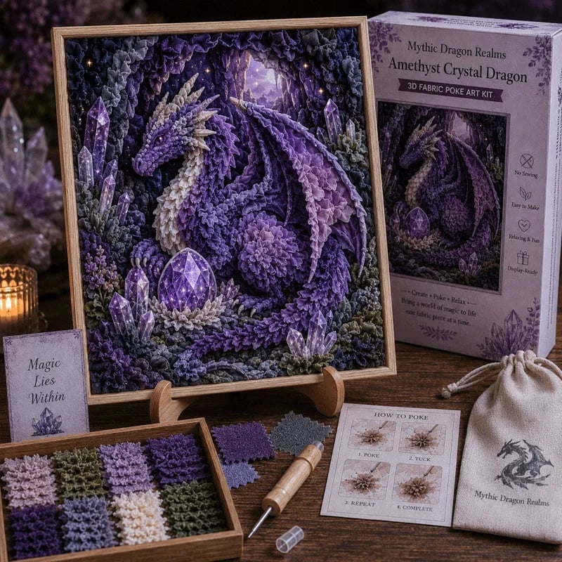 🔥🎁🐉 Mythic Dragon Realms 3D Fabric Poke Art Kit