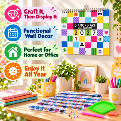 💎 2027 Diamond Art Wall Calendar Kit | 12 Monthly Designs + Complete Gem Tools ✨