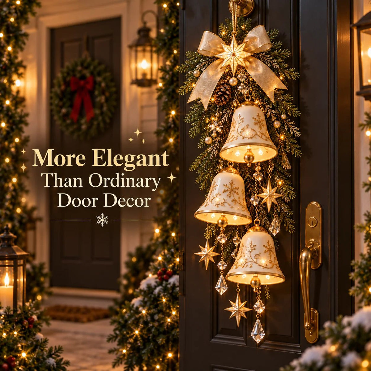 🔔✨ 49% Off ✨✨ Golden Bell Blessing Cascade™ – Illuminated Christmas Door Decoration