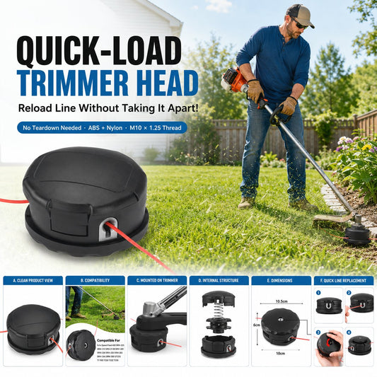 🔥🌿 Quick-Load Trimmer Head – M10 × 1.25 No-Disassembly String Trimmer Replacement Head