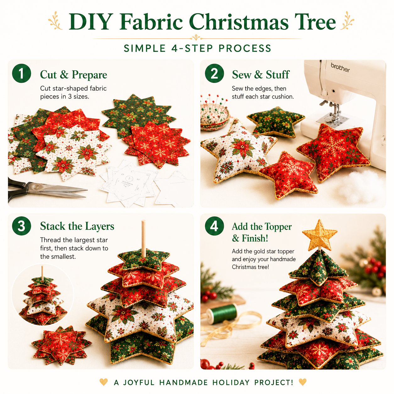 🎄 Christmas Star Pillow Tree Sewing Kit