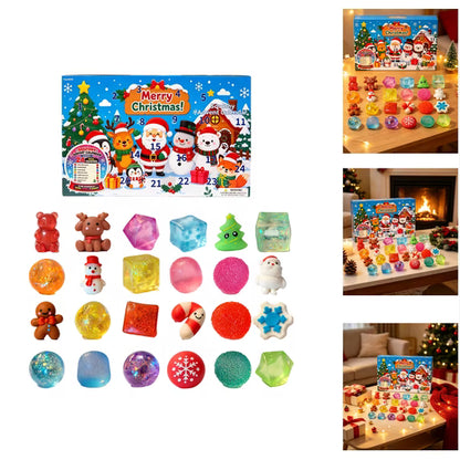 24Pcs Squishy Fidget Toy Advent Calendar, Christmas Countdown Surprise Variety Squeeze Toy Pack, Kids Christmas Stocking Stuffer