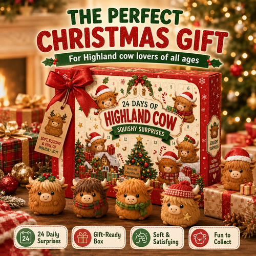 2026 Highland Cow Squishy Advent Calendar – 24 Days of Soft Christmas Surprises