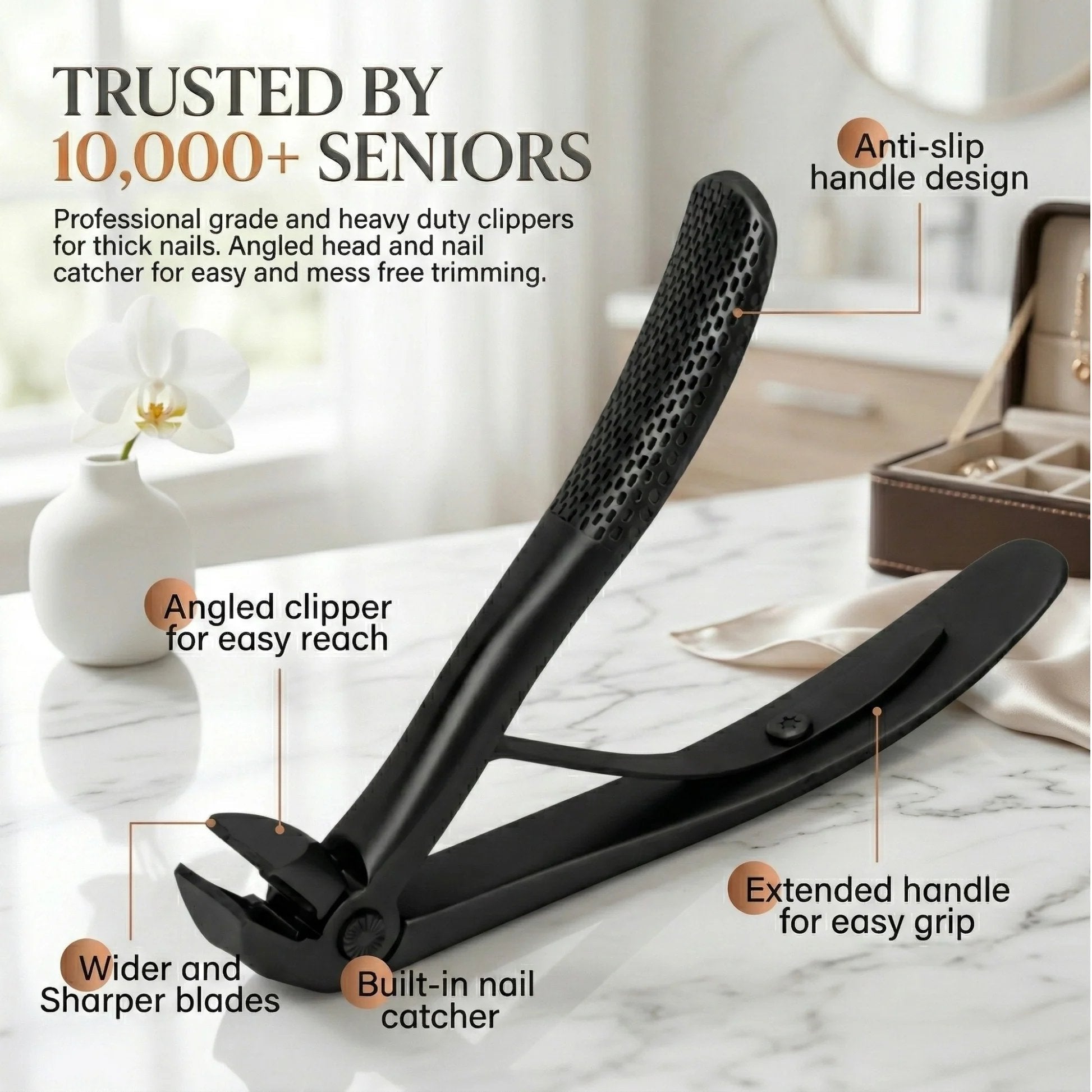 TYIIPLUS™ Nail Clipper for Seniors, Wide Jaw Long Handle Clipper for Thick Nails