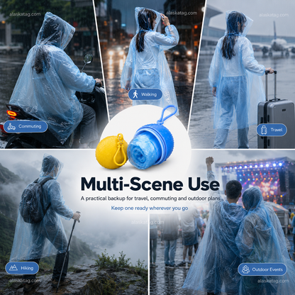 🌧️ Pocket-Size Disposable Raincoat for Unexpected Showers