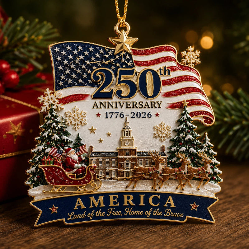 TYIIPLUS™ USA 250th Anniversary Christmas Ornament – 1776–2026 Patriotic Collectible Holiday Keepsake