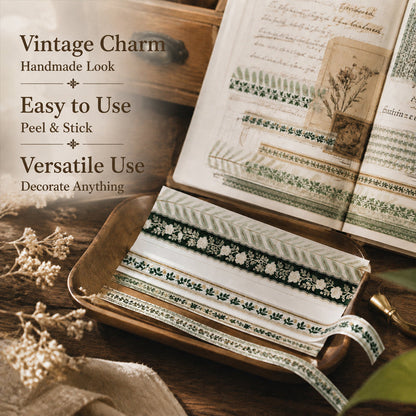 ✨✂️ Vintage Long-Strip Sticker Pack-Add a soft, timeless touch to your journals & gifts! 📓