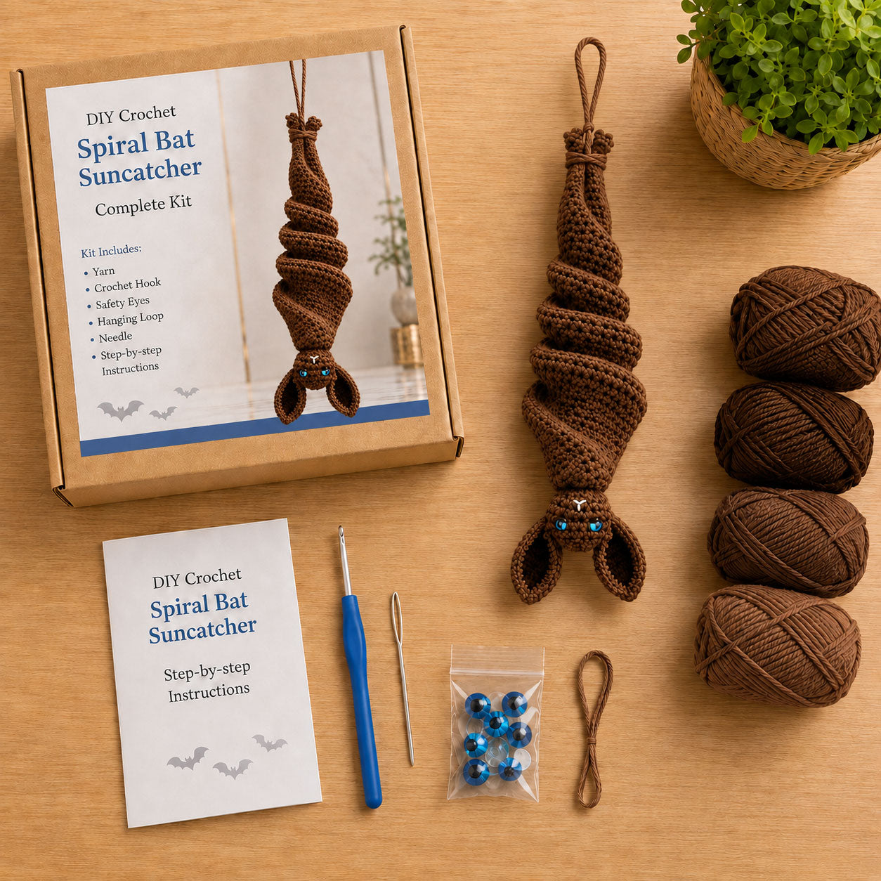 🦇 Crochet Bat Wind Spinner DIY Kit