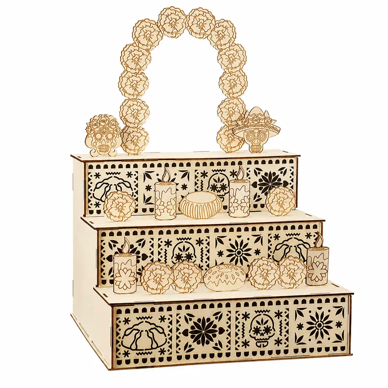🔥Last Day 49% OFF - 🎃🏵️Day of the Dead Wooden Altar Display Set | 💕Death is not the end of life, forgetting is(📦Buy 2 Free Shipping)