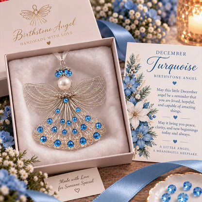 ⏳ Last Day 49% OFF – 👼Handmade Birthstone Angel Wire Ornament |12 Meaningful Birthstone Colors with Keepsake Card ✨