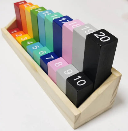 🌈Montessori Rainbow Counting Blocks – Wooden Number Learning Toy for Counting, Sorting, Stacking & Early Math Skills | Ages 3+🧠🌟