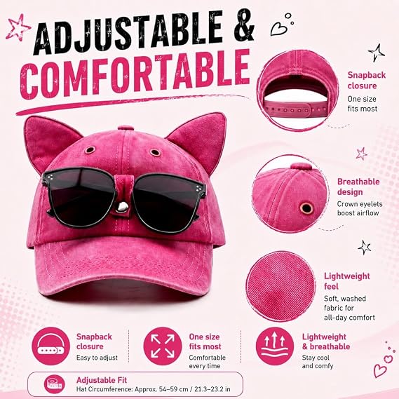 🧢Y2K Cat Ear Trucker Hat with Detachable Sunglasses Vintage