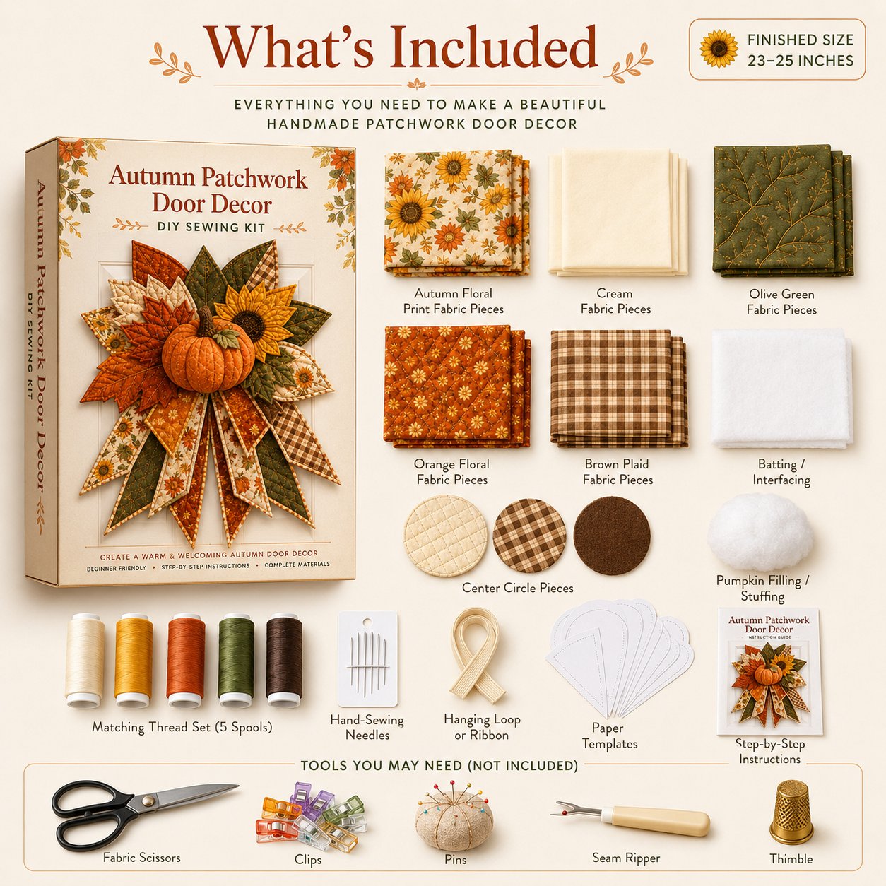 🔥Last Day 49% OFF - 🎃🎀 Oversized Seasonal Quilted Door Bow DIY Sewing Kit(📦Buy 2 Free Shipping)