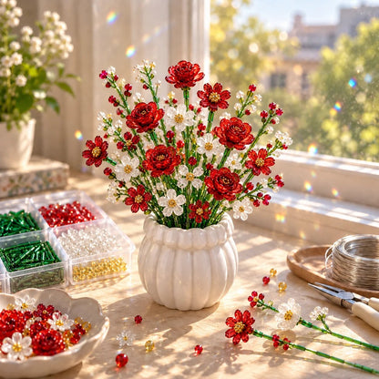 🏆Limited Time Sale 49% OFF 🌼✨DIY Beaded Wildflower Bouquet Kit – Handmade Crystal Flower Craft Set🌸✨
