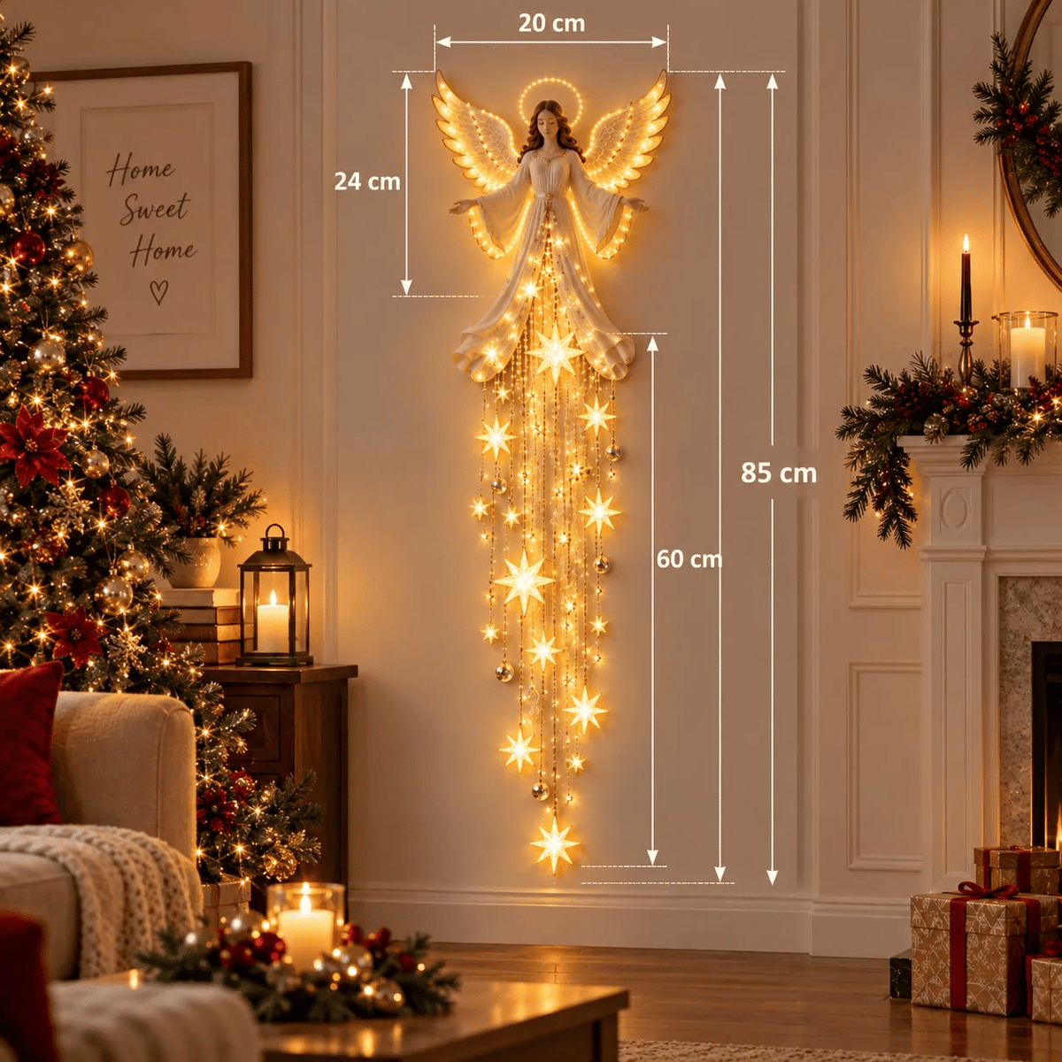 🕊️ Angel Blessing Starfall Wall Light  | Cascading Falling Star Lights, Meaningful Holiday Gift for Faith & Family Celebrations