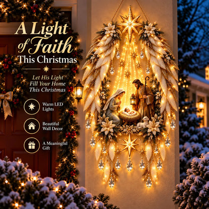 ✨👼 Heavenly Angel Wings Nativity Light✨ – Lighted Christmas Wall Decor