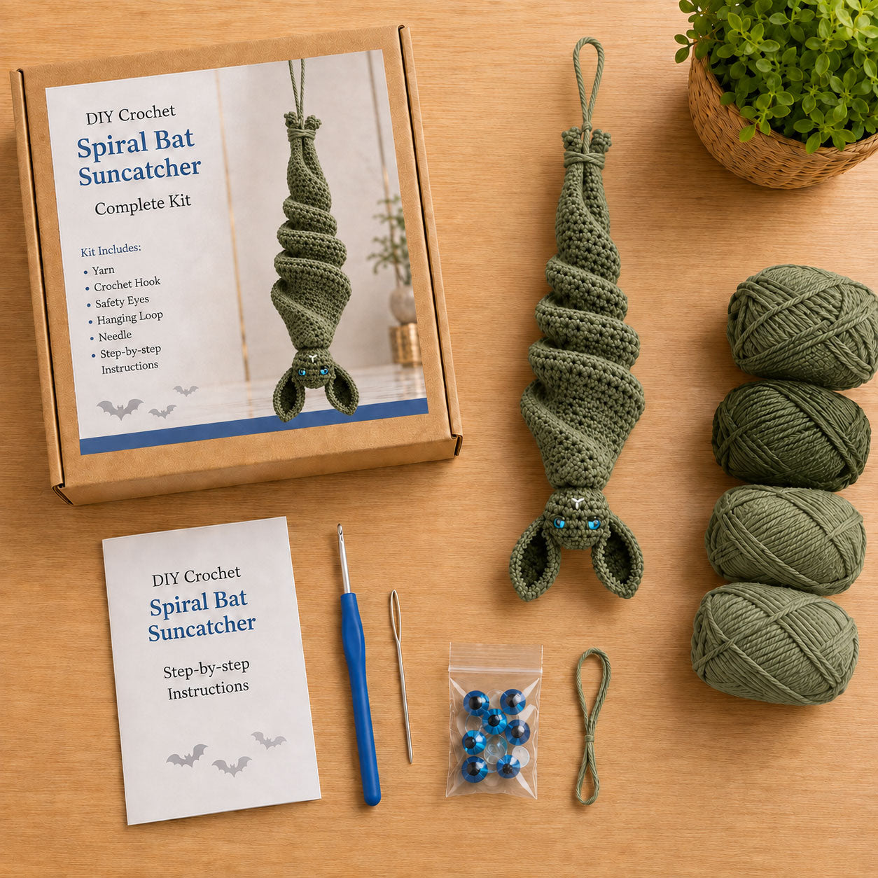 🦇 Crochet Bat Wind Spinner DIY Kit