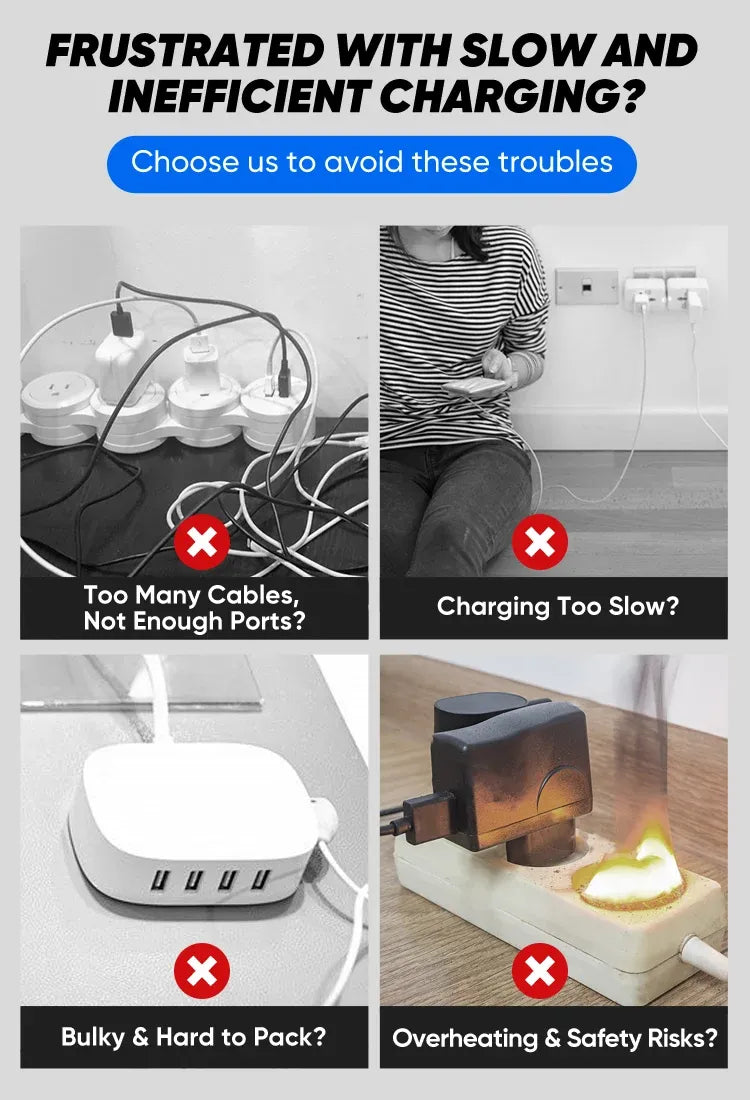 ⚡Secret to Faster Phone Performance⚡65W Multi-Port Fast Wall Charger for Extended Phone Battery Life