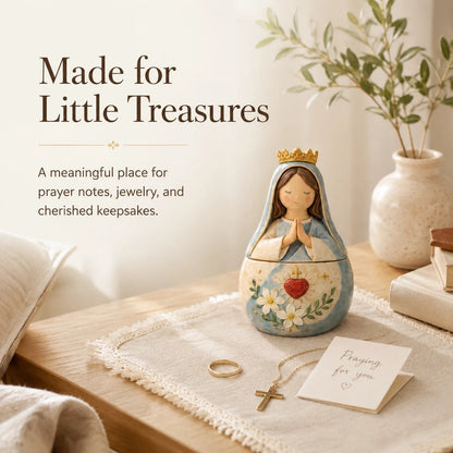 🌟 Divine Grace Collection: Hand-Painted Sacred Heart Jesus & Blessed Mary Keepsake Box