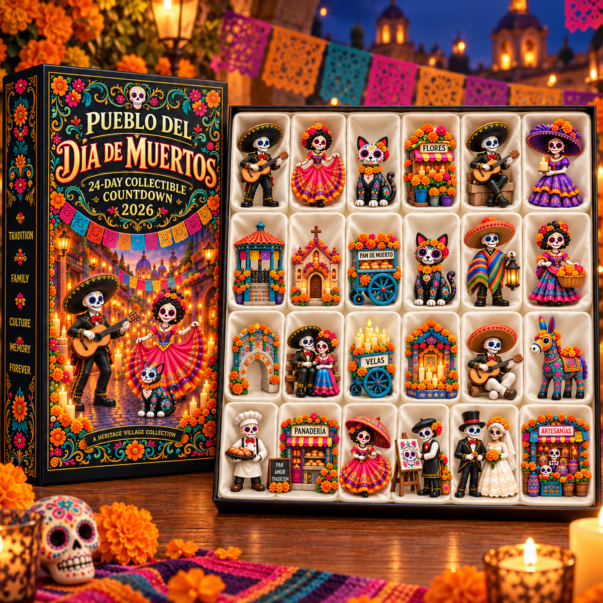 💀🌼 Pueblo del Día de Muertos 2026 – 24-Day Collectible Countdown Calendar 🎉
