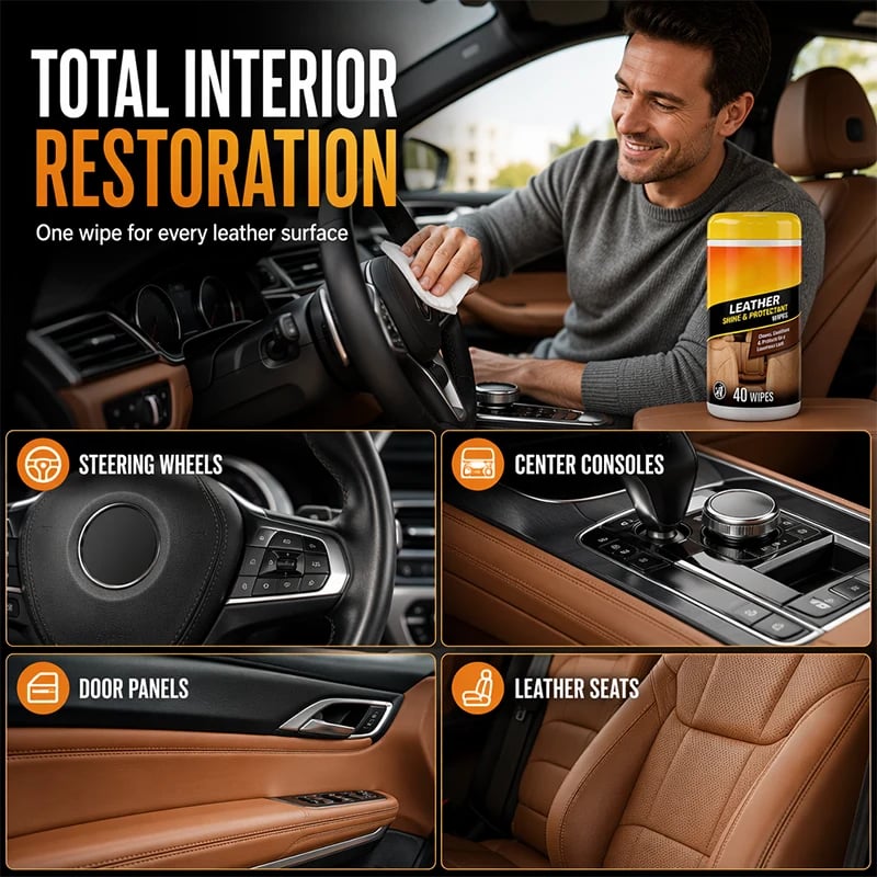 🔥Buy More Save More🔥 3-in-1 Leather Wipes – Clean, Condition & Protect ,Multi-Purpose Car Interior Leather
