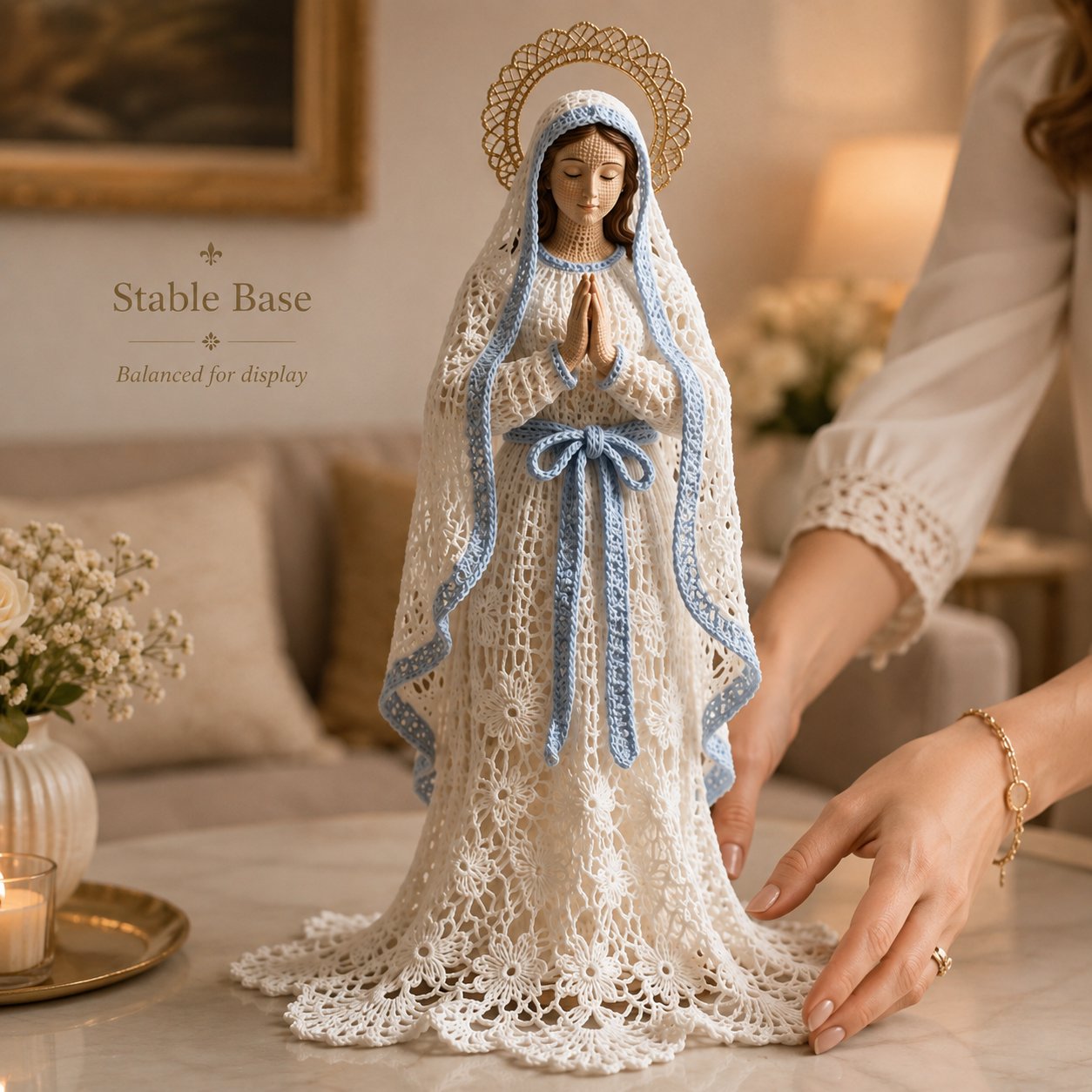 🔥Last Day 49% OFF - ✝️🧵Crochet‑Lace Style Virgin Mary Knitted Figurine
