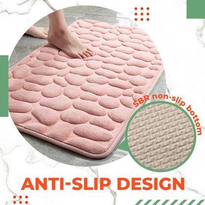 🛁 Memory Foam Pebble Bath Mat with a Non-Slip Backing