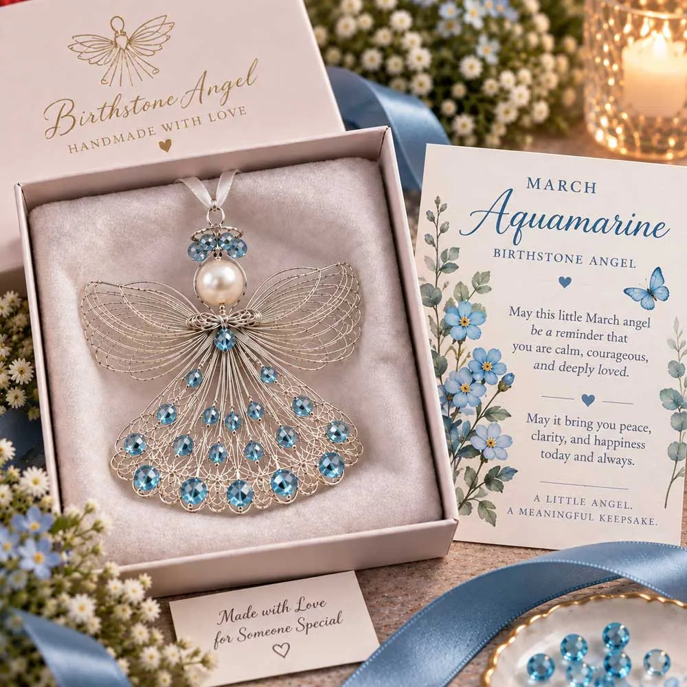 ⏳ Last Day 49% OFF – 👼Handmade Birthstone Angel Wire Ornament |12 Meaningful Birthstone Colors with Keepsake Card ✨