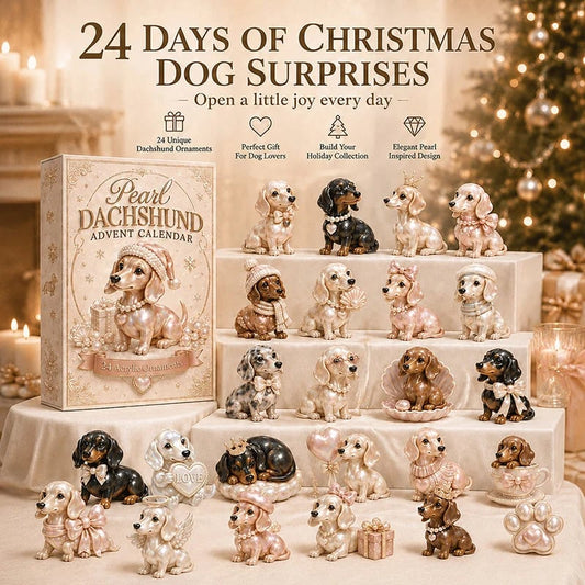 🎅 2026 Christmas Gift 50% Off--2026 Pearl Dachshund Christmas Advent Calendar | 24-Day Dog-Themed Collectible Decor Gift Box