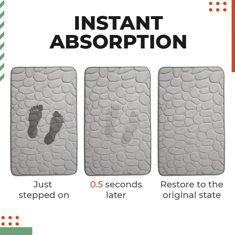 🛁 Memory Foam Pebble Bath Mat with a Non-Slip Backing