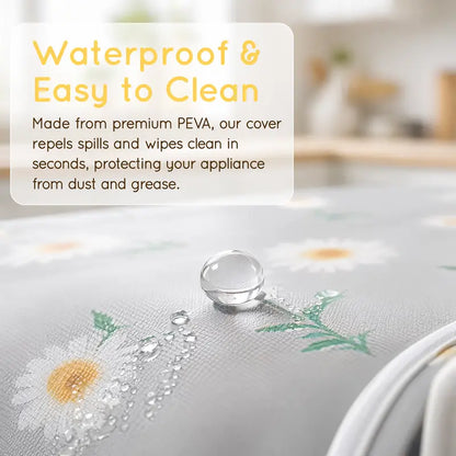 Daisy-print refrigerator dust cover with storage pockets