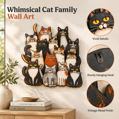 🐾Whimsical Cat Family Metal Wall Art