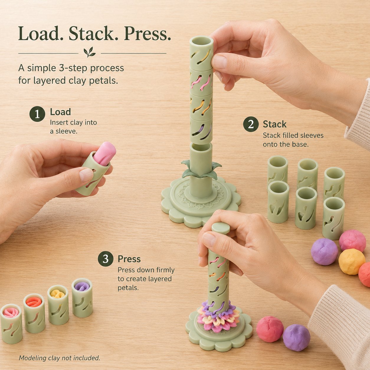🔥Last Day 49% OFF -Modular Clay Bloom Maker with 9 Shaping Sleeves