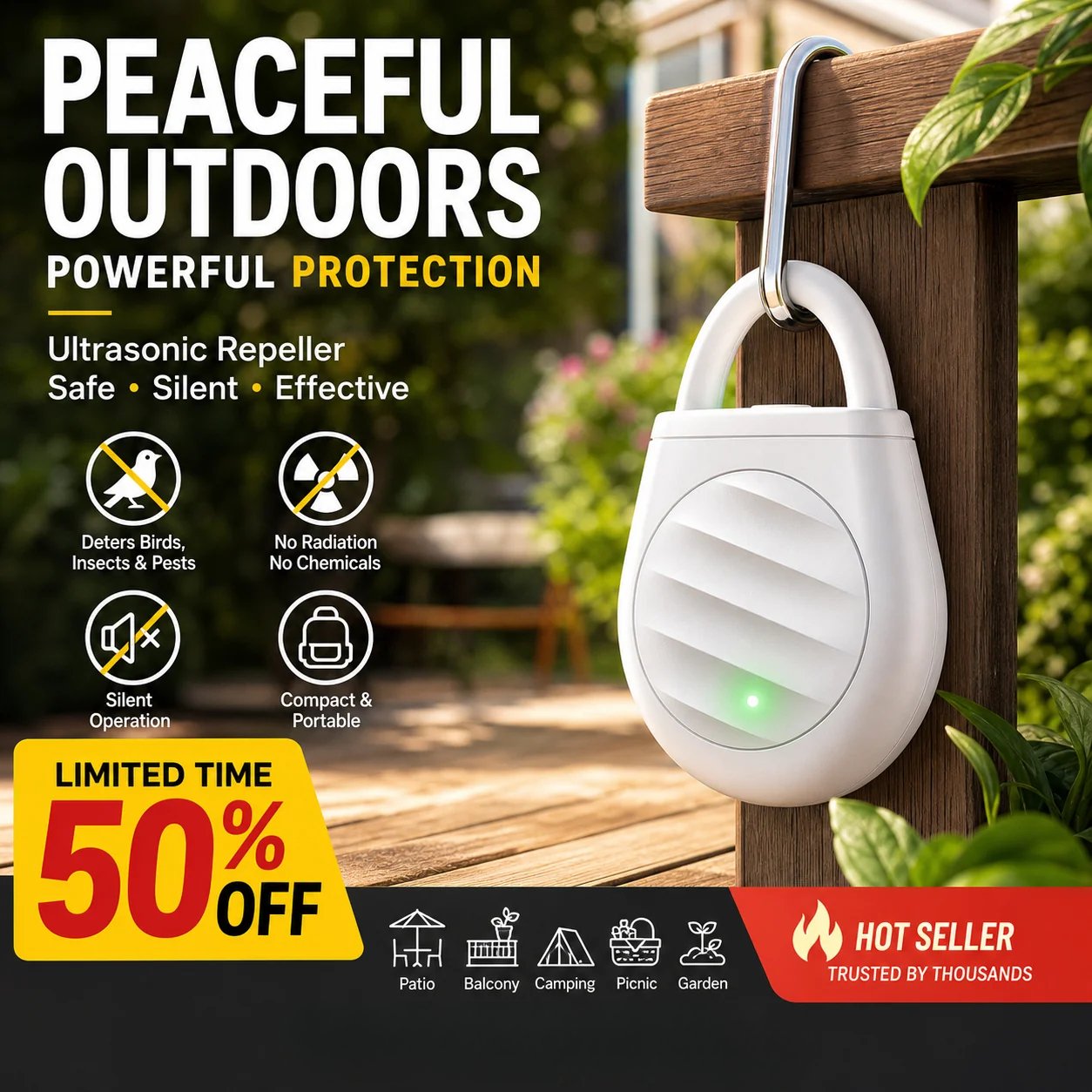 🔥Limited time offer Buy 3 get 2 free！🐦No more trouble from birds, beasts and locusts！Portable Ultrasonic Bird Repellent Keychain