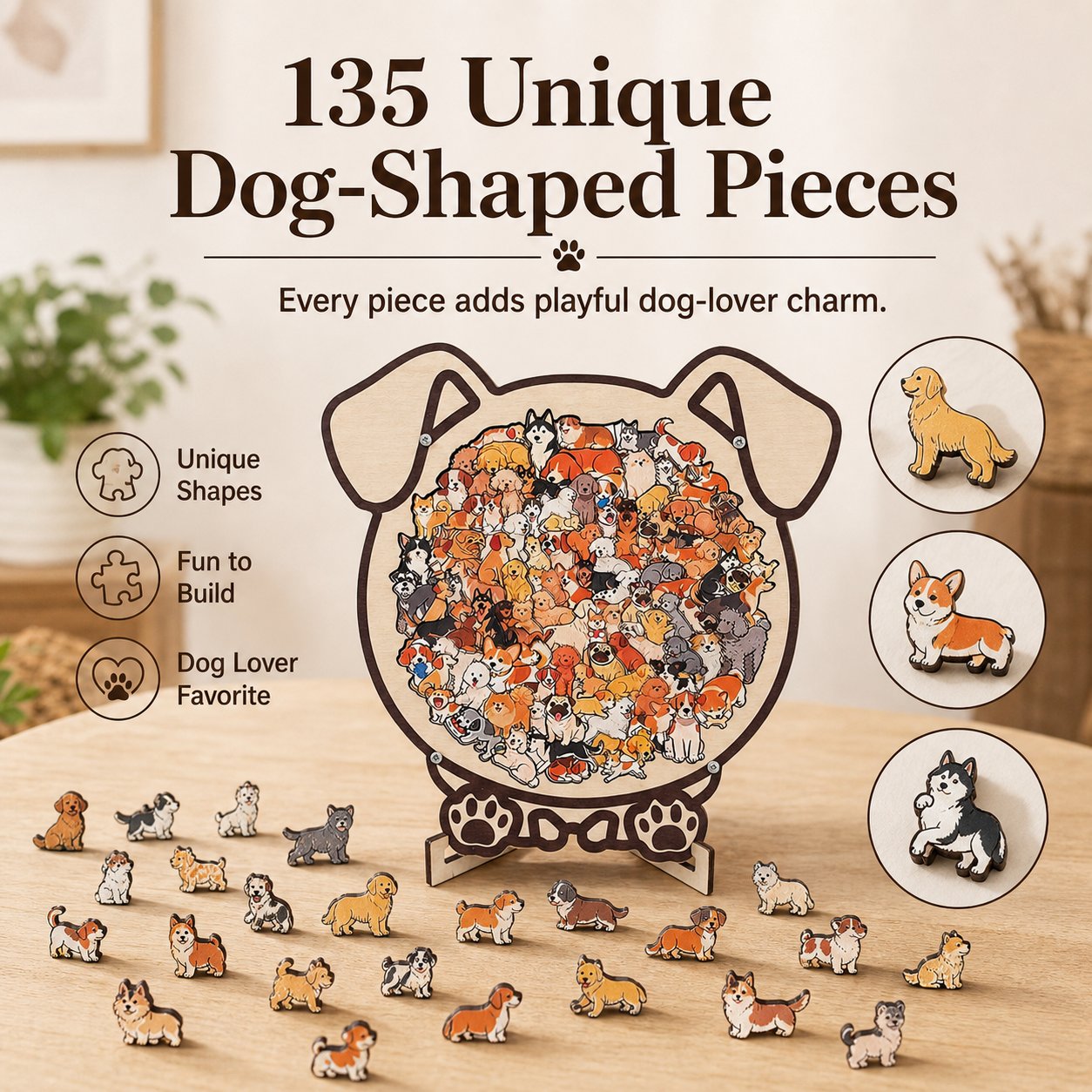 Wooden Dog Jigsaw Puzzle