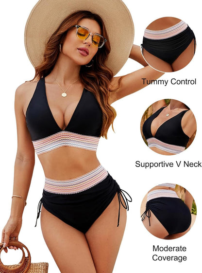 ⏳Last Day Promotion 49% OFF⛱️2026 High Waisted Tummy Control Color Block Bikini Sets