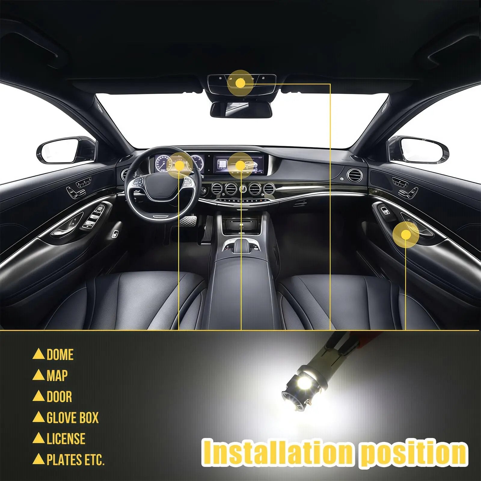 Super Bright White Interior Car Lights Kit Set