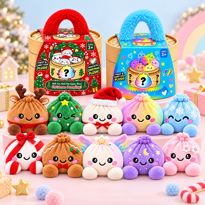 🎄 Mystery Christmas Dumpling Plush – Cute Surprise Plush Basket Gift
