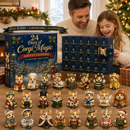 🎅2026 British Corgis Blind Box - 24‑Day Festive Countdown, Corgi Figurines Blind Box - Gift For Corgi Lovers