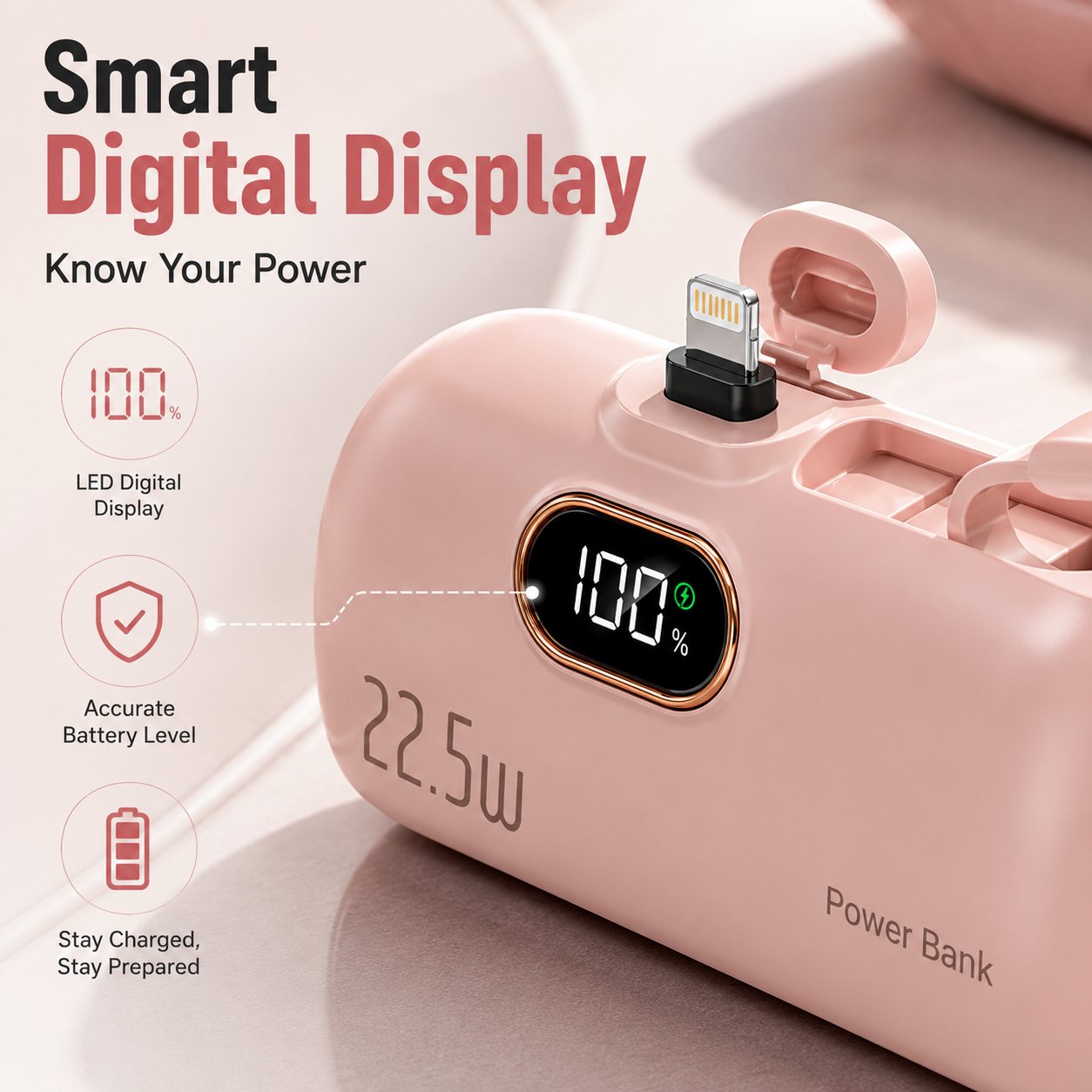 🔋⚡Pocket Power Bank With Built-In Cable - 22.5W Fast Charging
