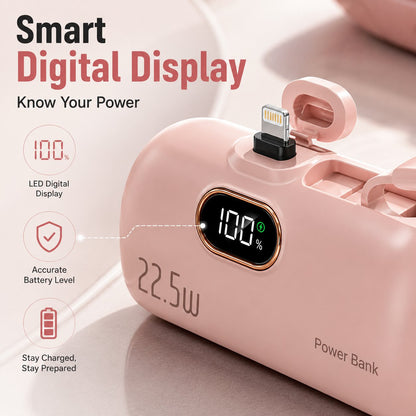🔋⚡Pocket Power Bank With Built-In Cable - 22.5W Fast Charging
