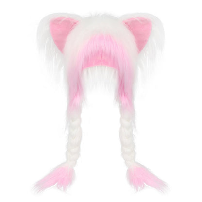 🔥Soft Furry Animal Ear Hat with Braids