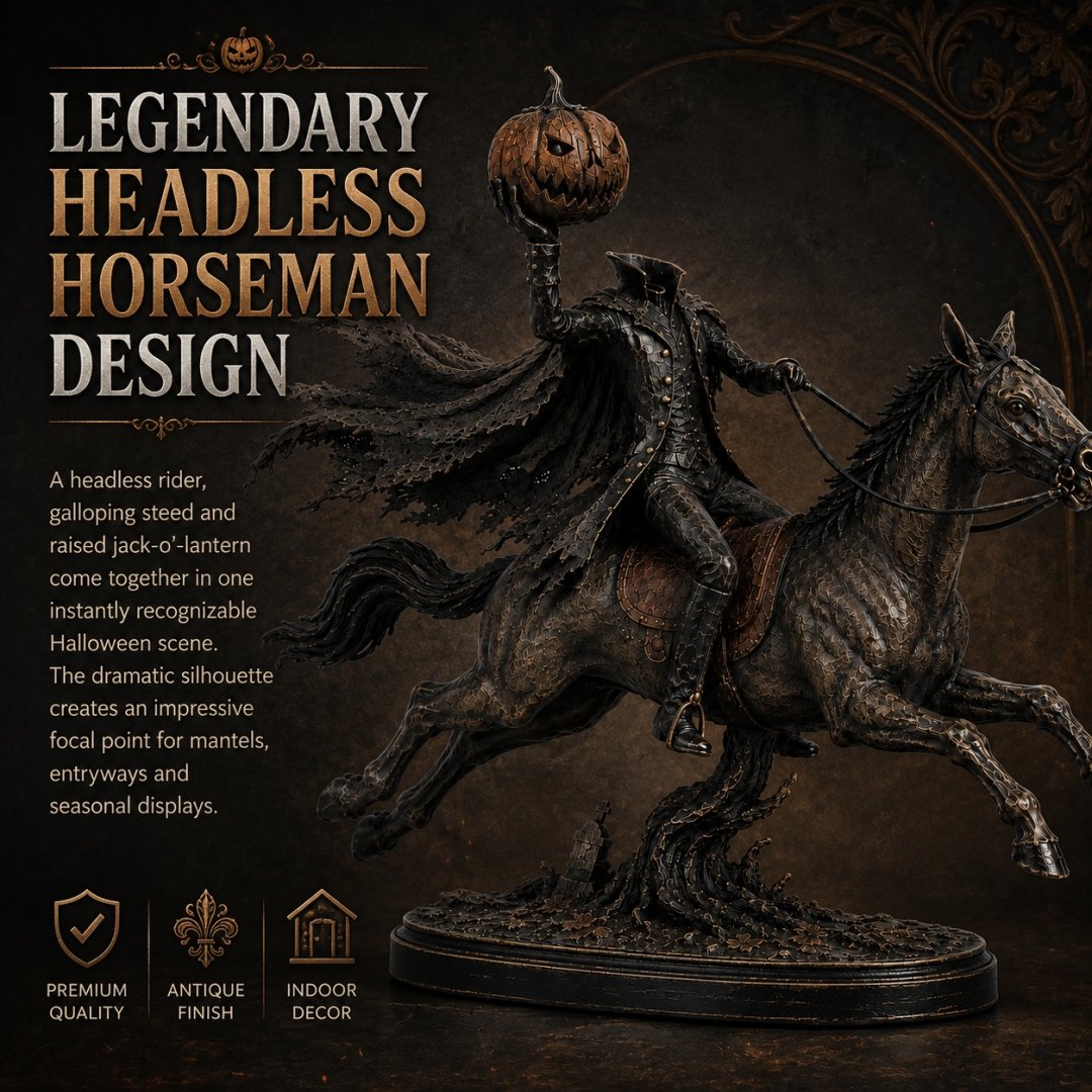 ⏰Last Day Buy 2 Save 10% - 🎃🏇Midnight Chase Headless Horseman Statue | Awaken the Legend of the Hollow(✨Same as the video)