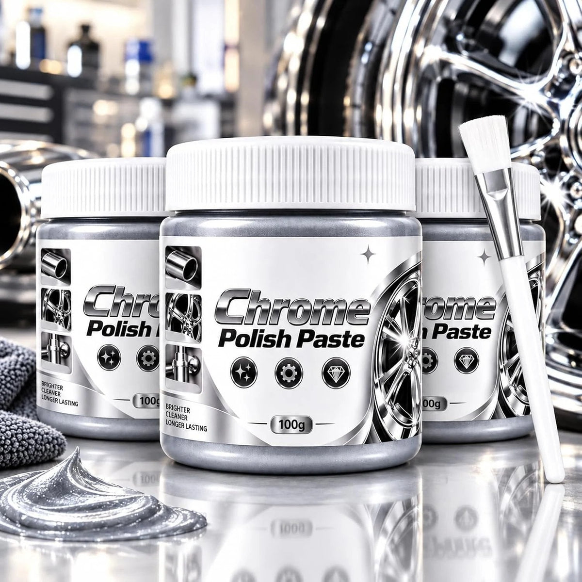 🔥Buy More Save More🔥Metal Chrome Polish & Restorer Paste with Brush