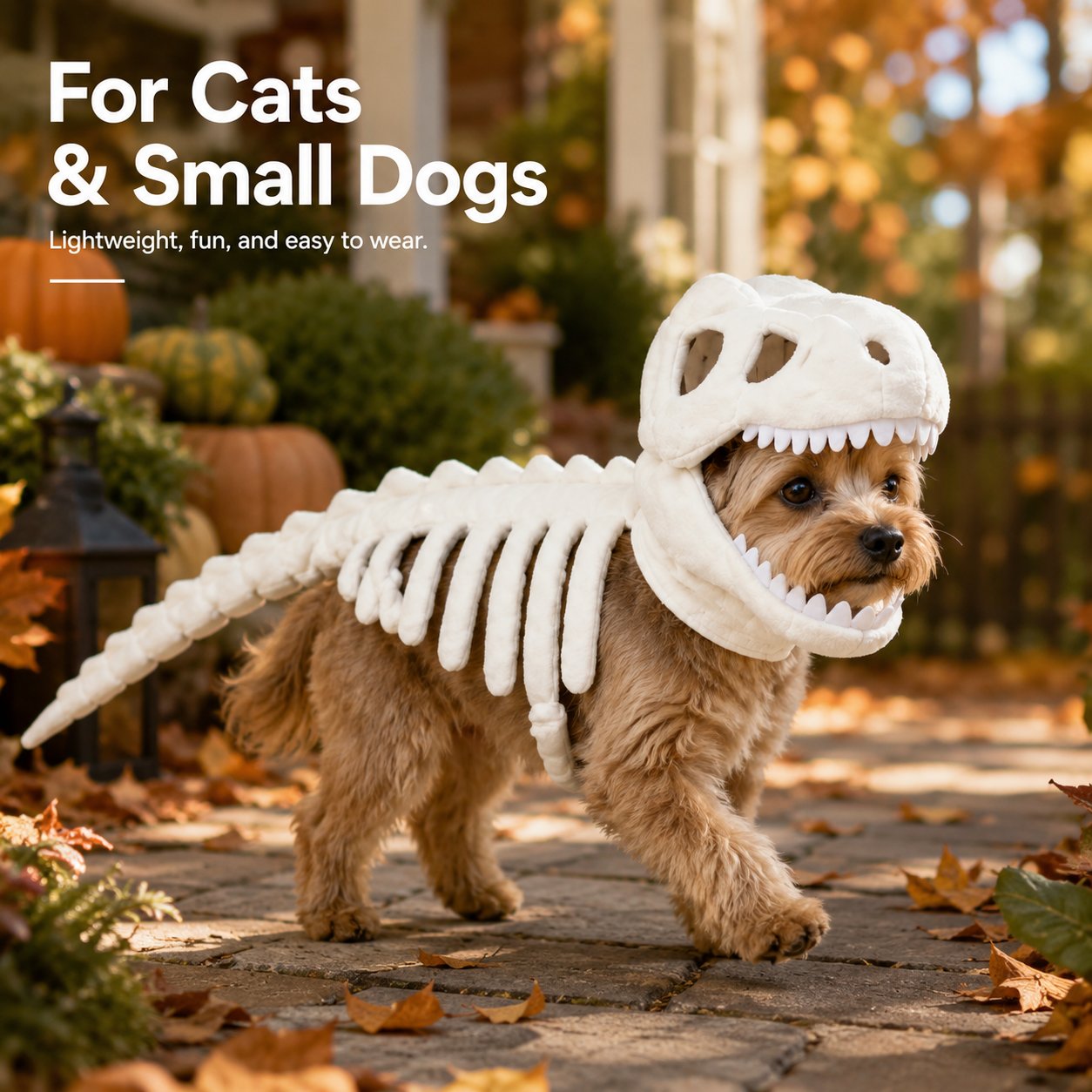 🦖 Halloween Season Sale 50% OFF– Glow-in-the-Dark Dinosaur Skeleton Pet Costume