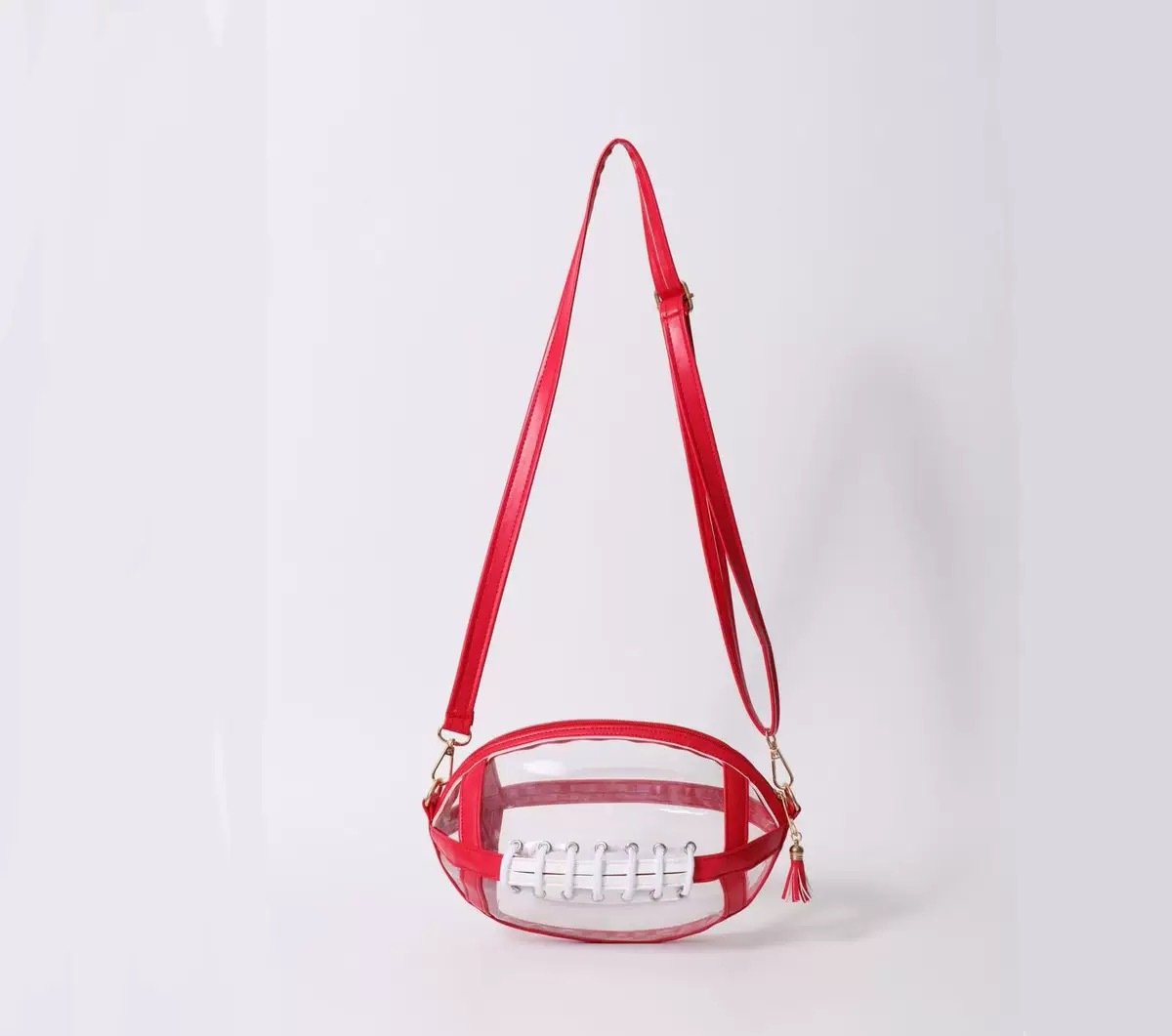 🏈 Clear Football-Shaped Crossbody Bag – Game-Day Style Meets Everyday Convenience ✨