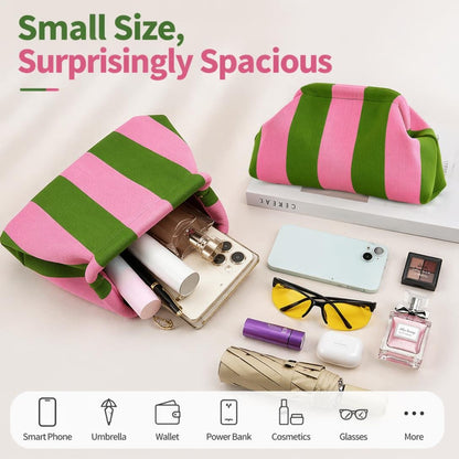👜 Women's Striped/diamond Dot Cloud Handbag, Clip-Top Crossbody Bag